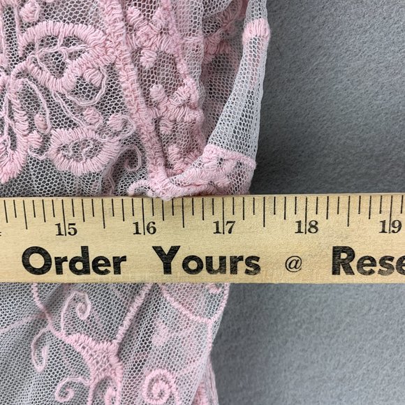 **SOLD**Indigo Poppy Duster Womens S/M Pink Boho Lace Kimono Floral Topper - Picture 10 of 12